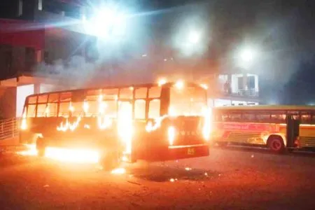 Bus at Kumtha depot burnt to ashes