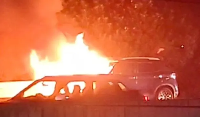 The thrill of a burning car near Hattargi