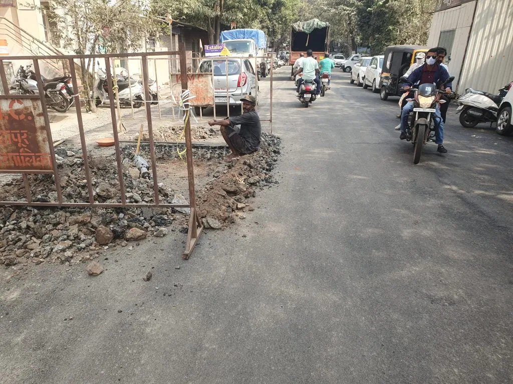 The road was paved on Friday and dug on Saturday.