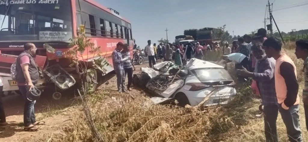 Woman killed in bus-car accident near Umrani: One critically injured