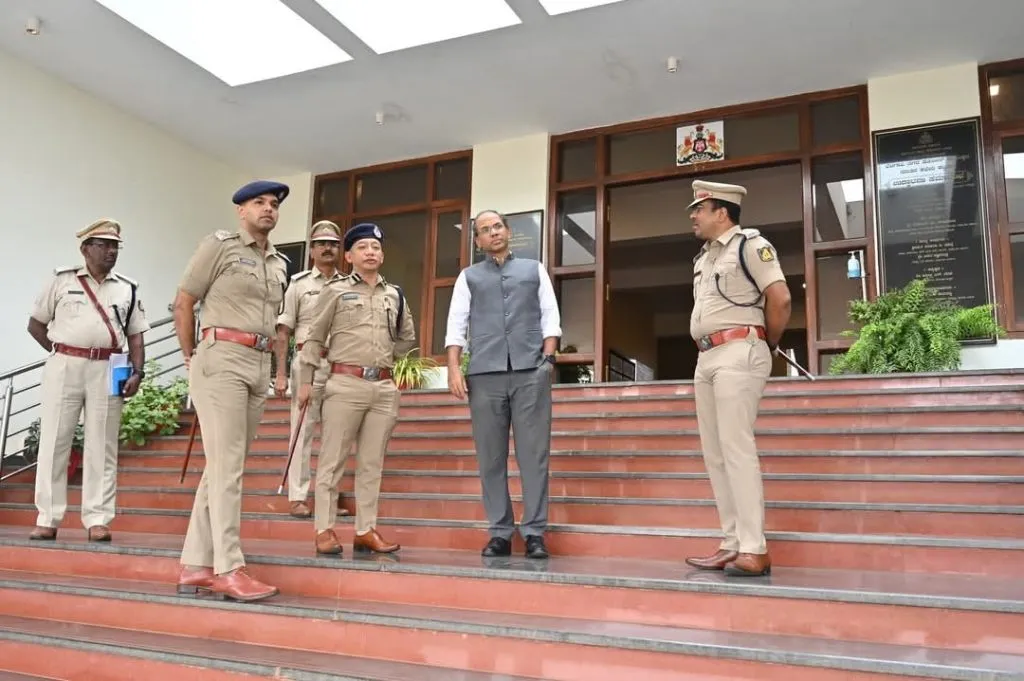 Inspector General of Police Sandeep Patil reviews the preparations for the convention