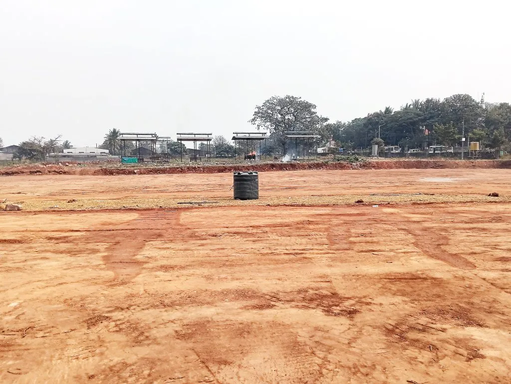 Illegal sports field at Honga Cemetery