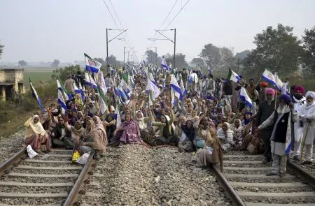 Farmers' rail blockade protest in Punjab
