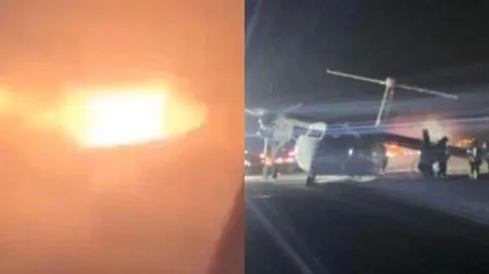 Plane crashes in Canada, wing catches fire