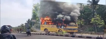 School van catches fire near Bhatkal