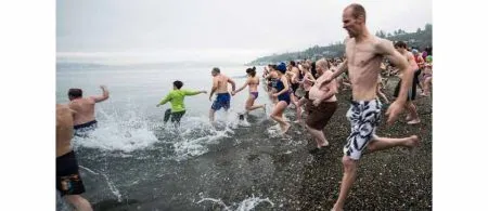 Bathing in icy water during the New Year