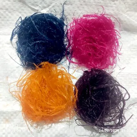 Colored threads from banana stalks, papaya stems