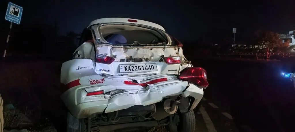 A speeding canter hits a police vehicle