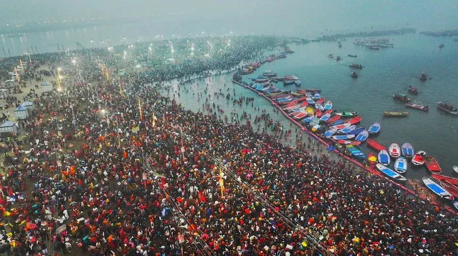flood of devotees at the Mahakumbh Mela
