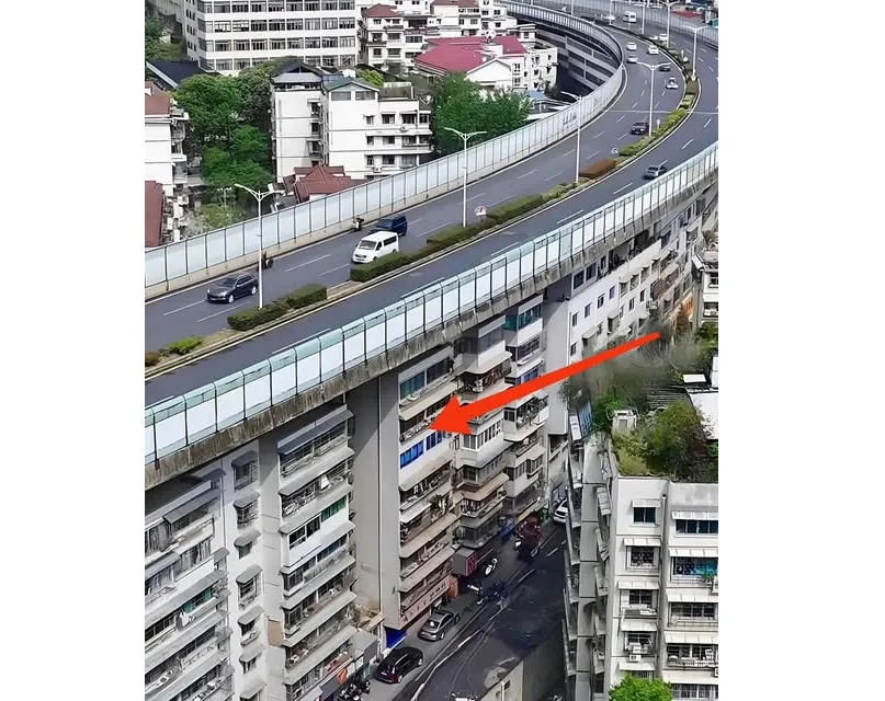 Vehicles run on apartment roofs