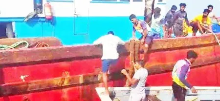 Fishing boat capsizes due to wind in the Arabian Sea