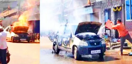 Car burnt down in Shirsi
