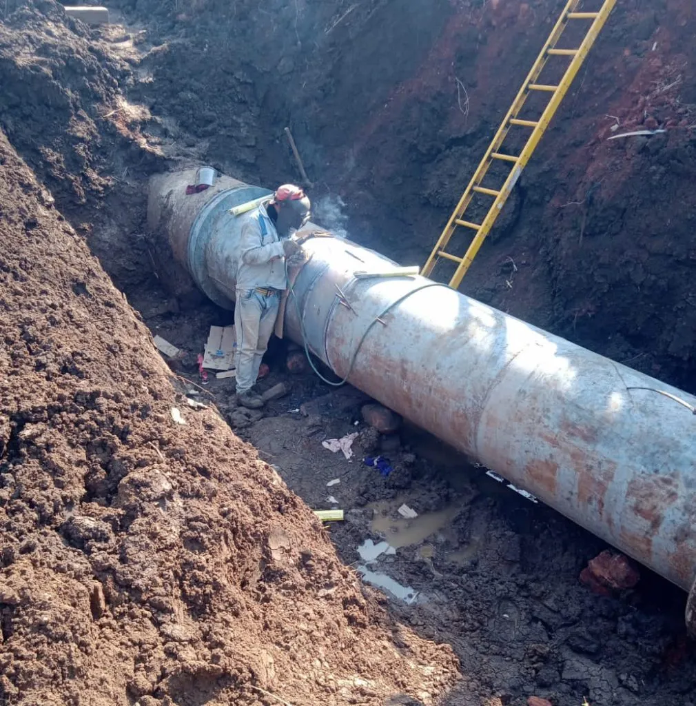 हिडकल जलवाहिनी दुरुस्तीचे काम पूर्ण Hidkal water pipeline repair work completed