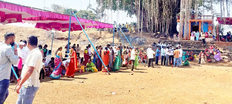 Mahaprasad distribution at Mahadev temple in Uchgaon area