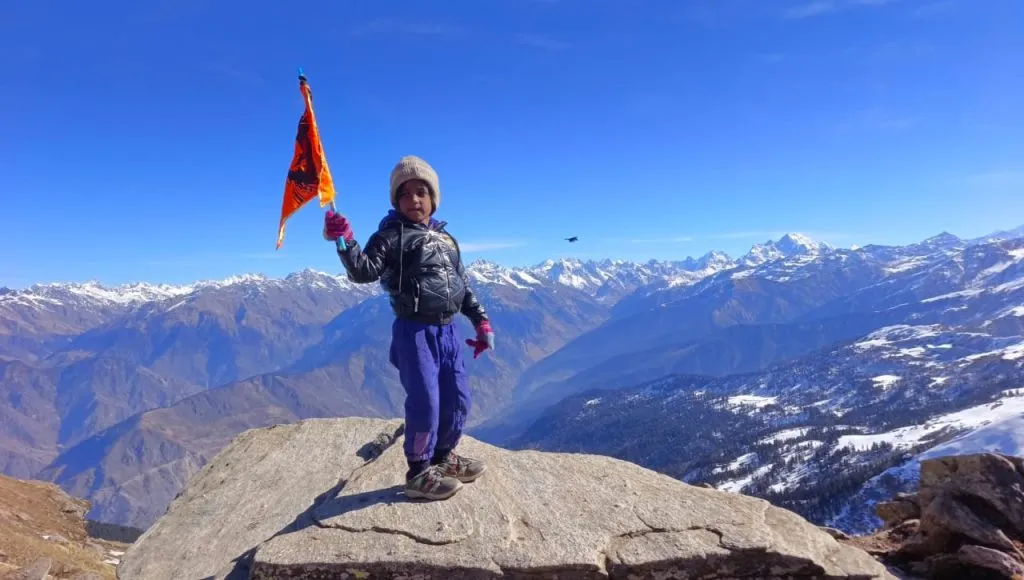 Five-year-old Anvi from Kolhapur scaled Kedarkantha peak