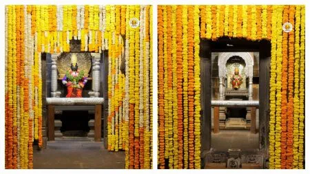 Attractive floral decorations for the wedding ceremony of Shri Vitthal Rukmini