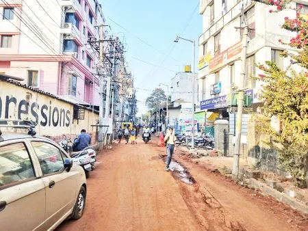 Dust due to excavation of a water channel in Gondhali Galli