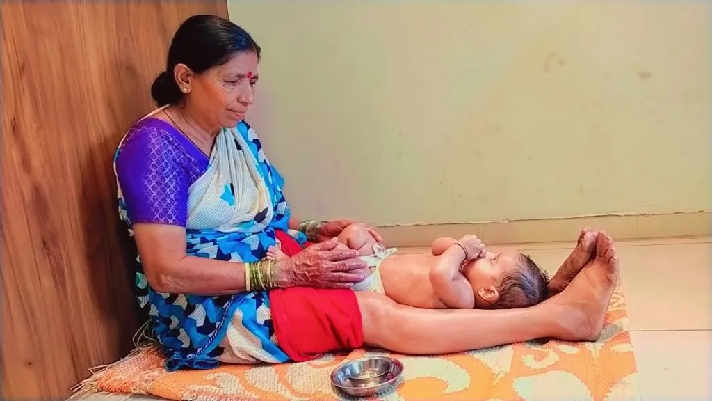 Bathing the newborn baby...