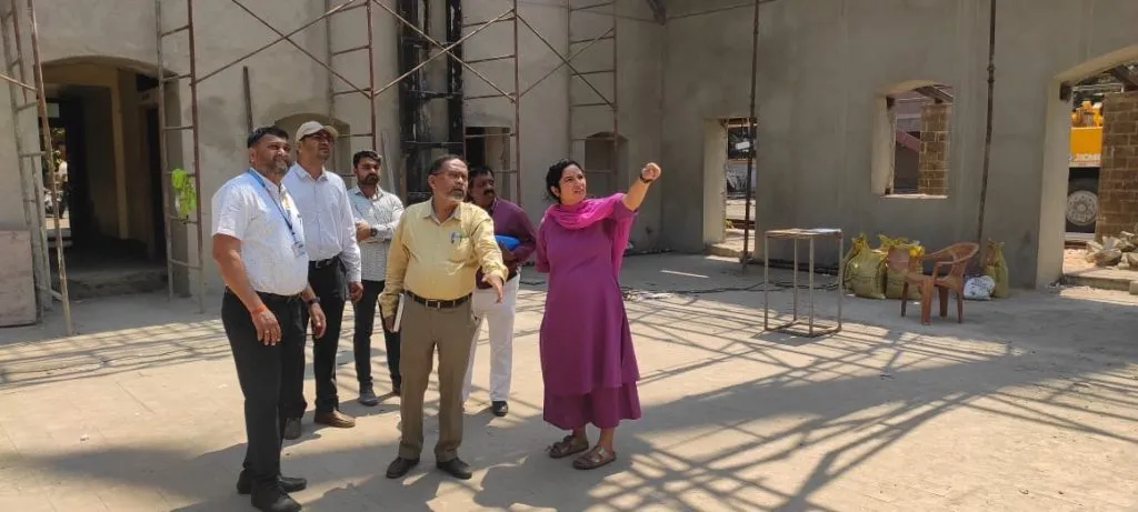 Inspection of theater construction work by administrators