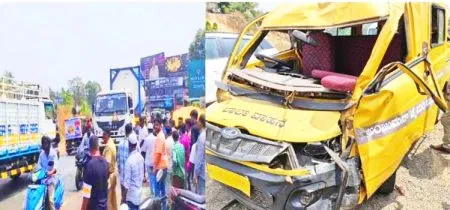 Driver, female conductor injured in school vehicle-truck accident