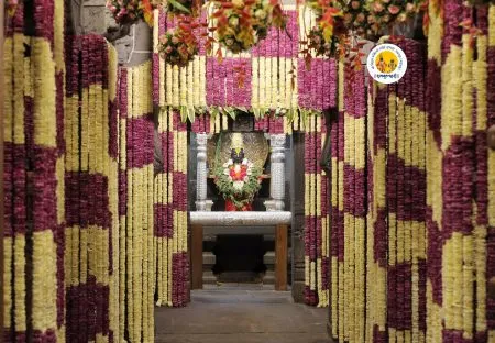 On the occasion of Gudi Padwa, a beautiful floral decoration at the Vitthal Rukmini Temple