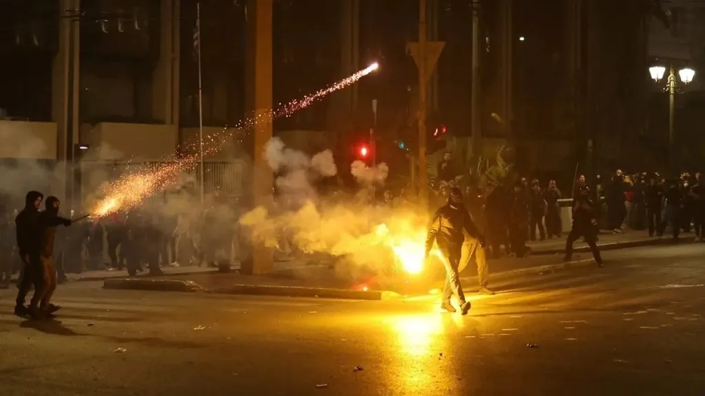 Violence in Greece; Bomb thrown outside parliament