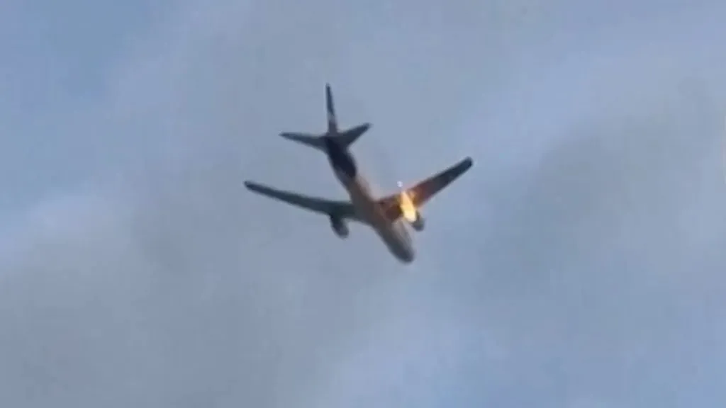 Cargo plane catches fire in mid-air in America