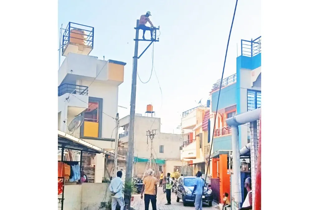 Satisfaction as work to replace dilapidated electric poles and wires in Yellur completes