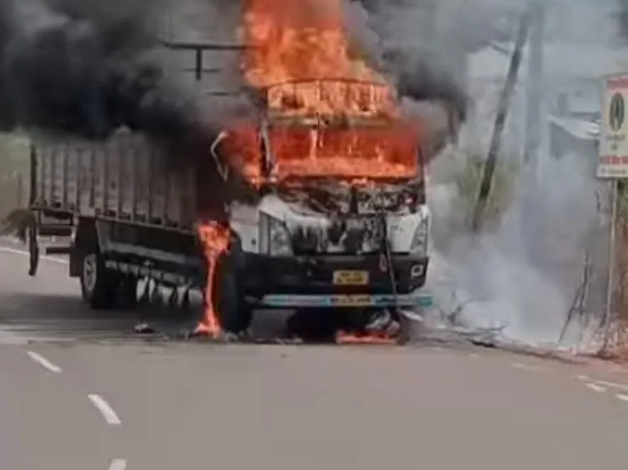 Angry mob set truck on fire after biker's death