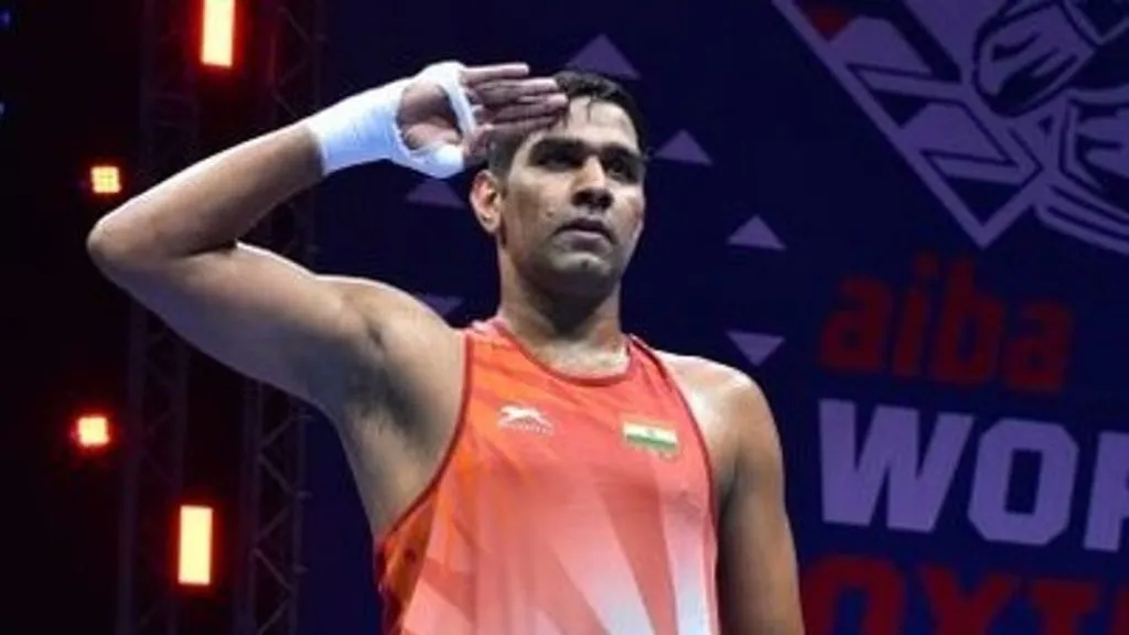 Indian Boxing Team headed by Narendra Berwal