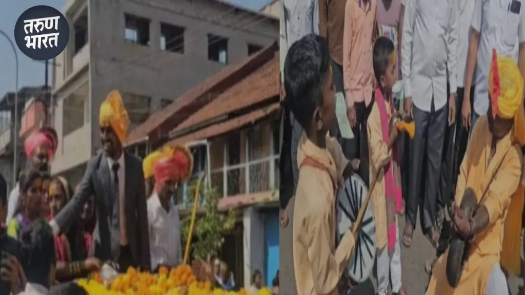 कोल्हापूरी फेटा, धनगरी ढोल अन् लेझीम, Birdev Done यांचे मूळ गावी जल्लोषी स्वागत The villagers surrounding villagers Birdev Done Yamage
