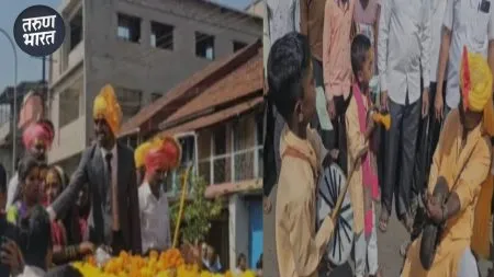 कोल्हापूरी फेटा, धनगरी ढोल अन् लेझीम, Birdev Done यांचे मूळ गावी जल्लोषी स्वागत The villagers surrounding villagers Birdev Done Yamage