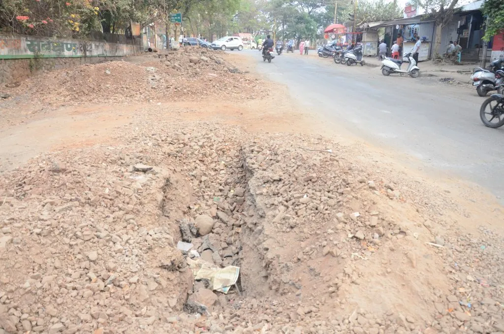 The dilapidated condition of the road from Redyachi Takri to NCC Bhavan