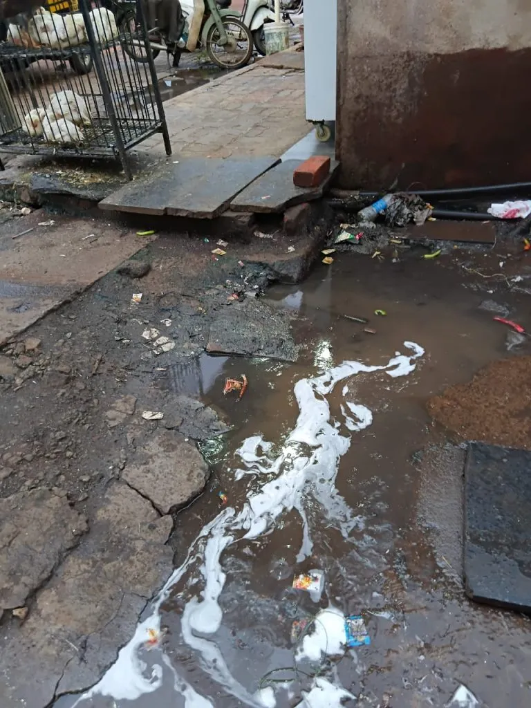 Sewer water on the road in Nath Pai Circle area