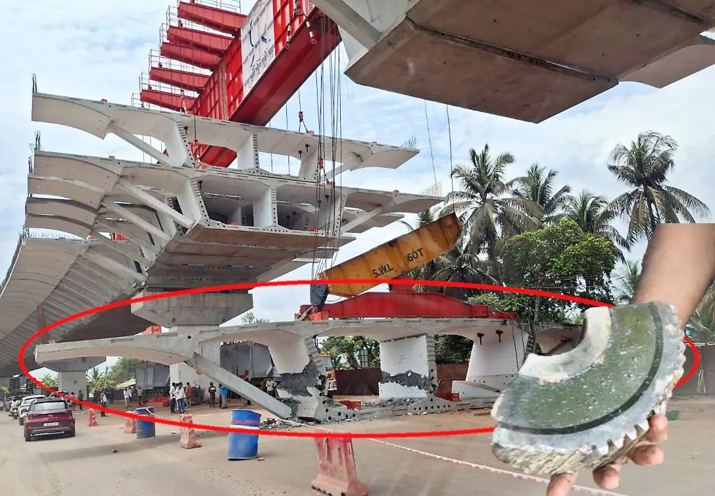 Part of the span of the flyover collapsed
