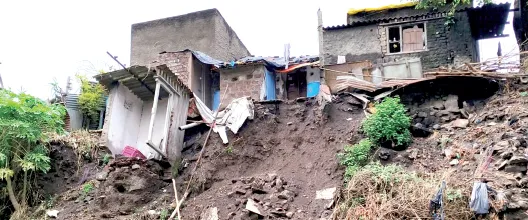 House collapses in Miraj due to trench excavation