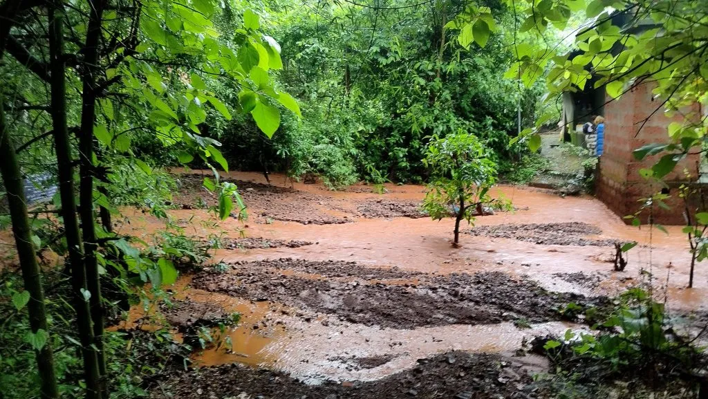 The protective wall of the ghat is a 'headache' for the villagers of Pedhe
