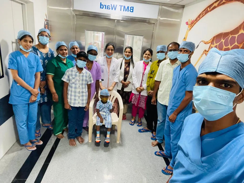 Bone marrow transplant surgery on a girl