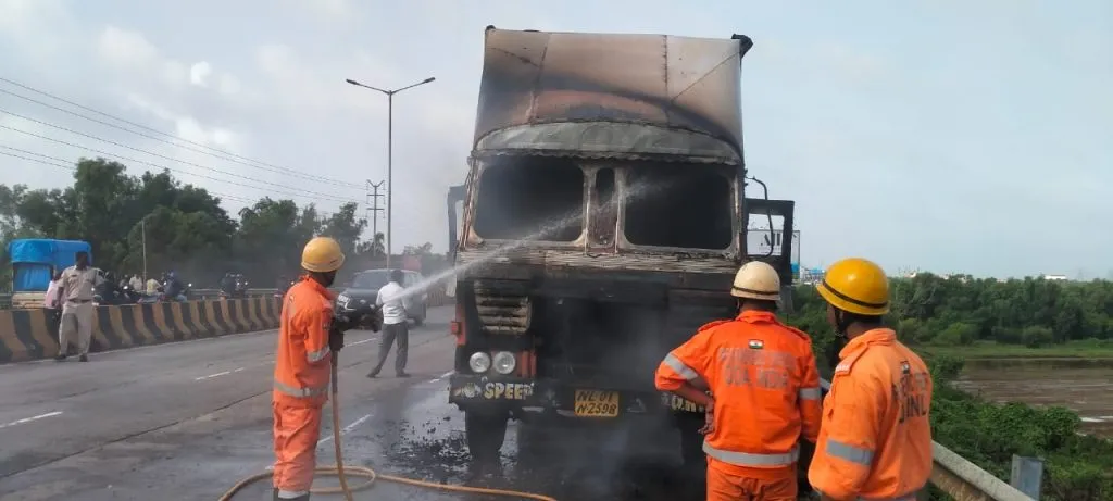 Fire in a container transporting liquor