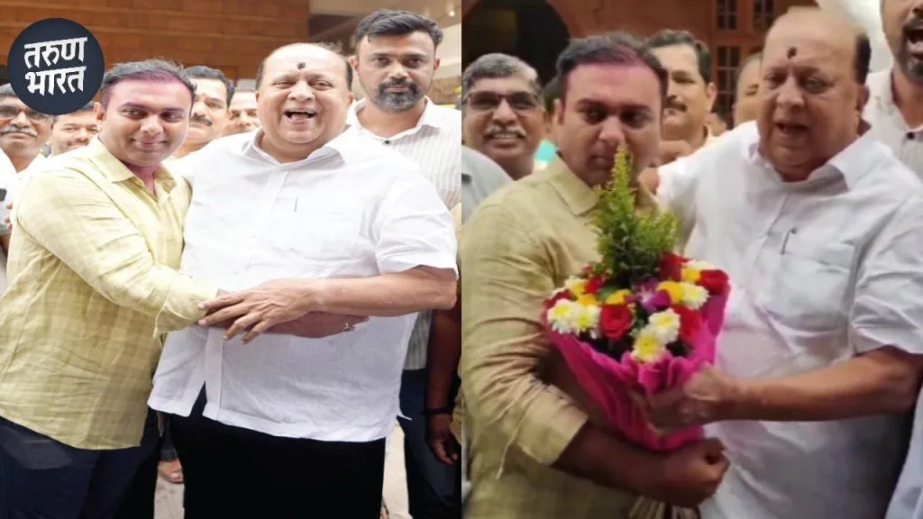 Navid Mushrif : बापलेकाची गळाभेट, वडीलांना मिठी मारताच नवीद मुश्रीफांना अश्रू अनावर! Hassan Mushrif hugged son new Gokul president Naveed Mushrif