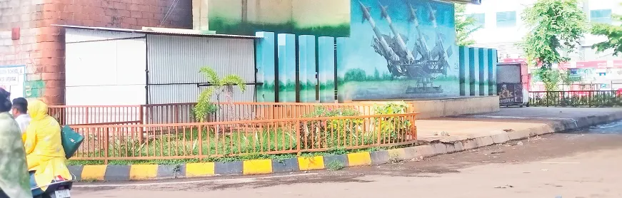 उड्डाणपुलाखालील उद्यानात अतिक्रमण Encroachment in the park beneath the flyover