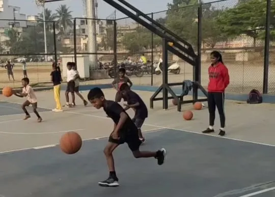 A basketball culture is emerging among children in the Bawda slum