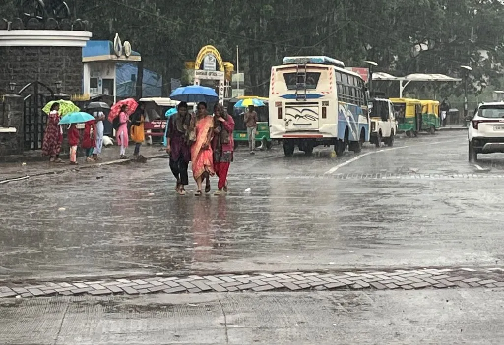Heavy rains lashed the city on Sunday evening.