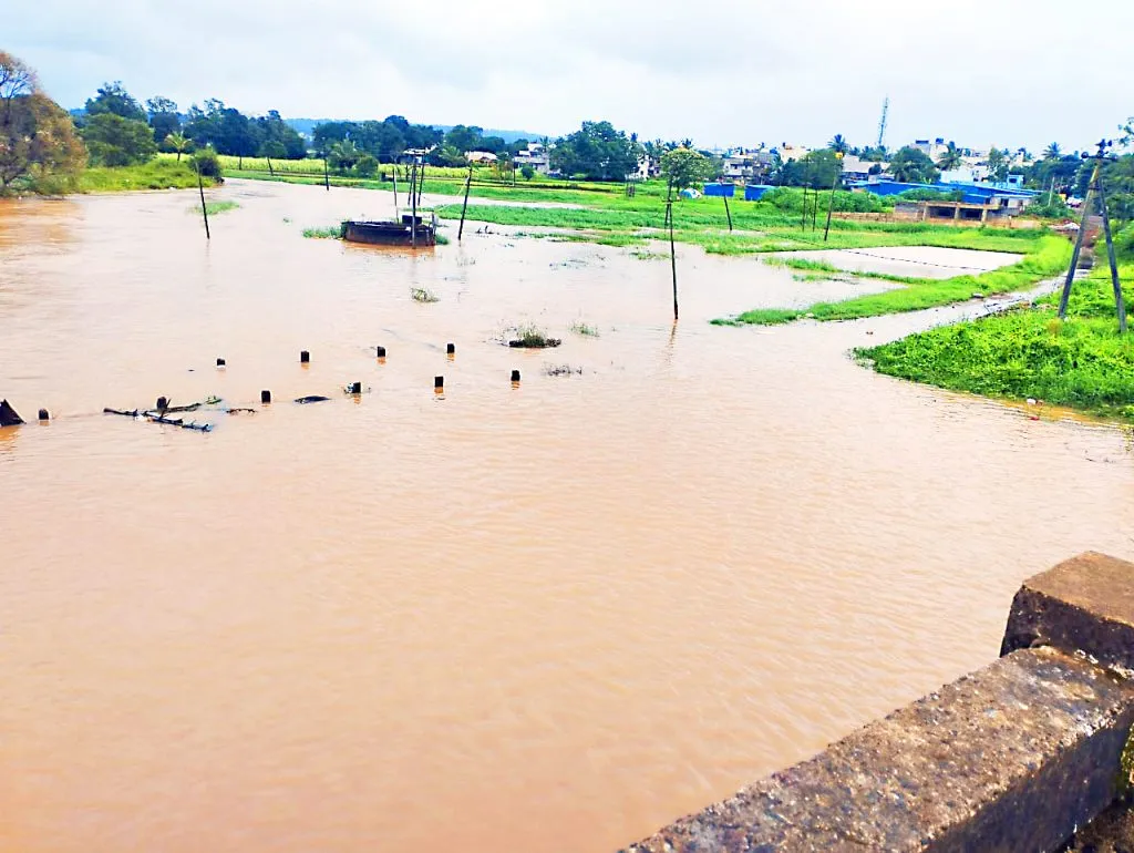 Markandeya river near Kangrali Khurdan floods for the third time