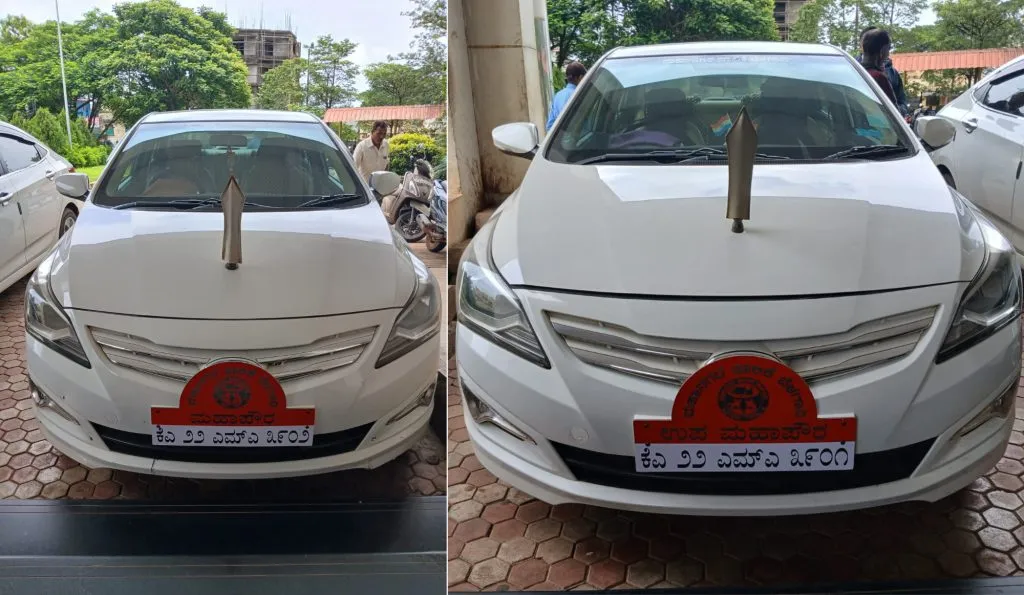 Marathi placards on the vehicles of the Mayor and Deputy Mayor removed