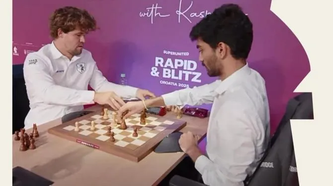 Gukesh retains lead, beats Carlsen