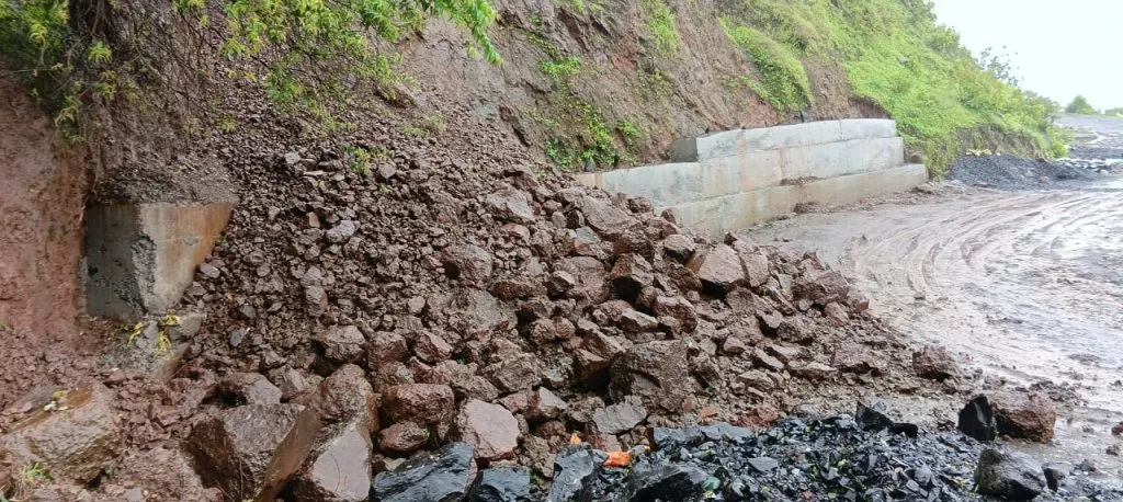 Road Embankment Below Sajjangad Fort Bastion Has Sunk