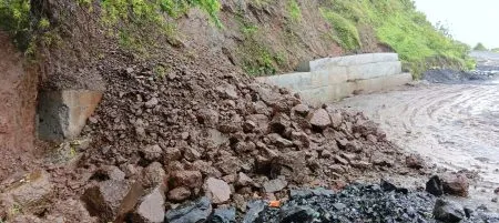 Road Embankment Below Sajjangad Fort Bastion Has Sunk