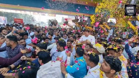 Arrival of Shashikant Shinde celebration satara district
