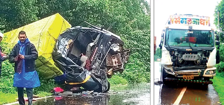 Severe accident between truck and tempo at Jakadevi, three critically injured